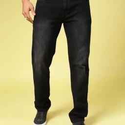Rigo Black Straight Fit Lightly Washed Jeans-image-86