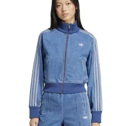 Adidas Originals Blue Cotton Regular Fit Textured Jacket-image-44