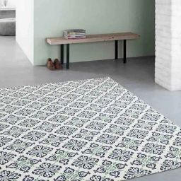 Obsessions Blue & Beige Flat Weave Floral Carpet - Large-image-46