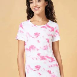 Ajile by Pantaloons White & Pink Cotton Printed Sports T-Shirt-picture-33