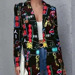 HERE&NOW Women Longline Tailored Jacket with Patchwork-picture-7