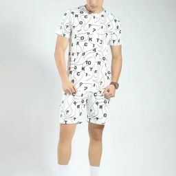 Rock.It White Cotton Blend Regular Fit Printed T-Shirt And Short-picture-36