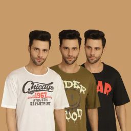 Vimal Jonney Multicolor Regular Fit Printed Crew T-Shirt - Pack of 3-image-59