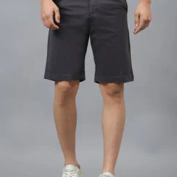 Cantabil Grey Cotton Polyblend Regular Fit Solid Bermuda Shorts-image-31
