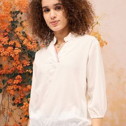 DressBerry Mandarin Collar Blouson Top-30
