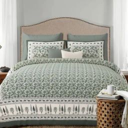 Living Roots Floral Green 300 TC Cotton Blend Bedsheet with 2 Pillow Covers-image-76