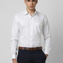 Van Heusen White Cotton Slim Fit Striped Shirt-image-84