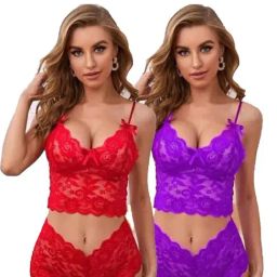 AROUSY Red & Purple Self Pattern Bra Panty Set - Pack Of 2-28