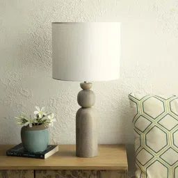 ellementry Tall Boy Beige Mango Wood Table Lamp with Shade - Set of 1-1