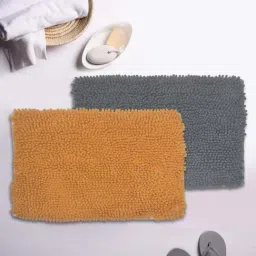 BIANCA Super-Soft Shaggy Floor Rug With Non-Slip Back -2pc Large (yakuza) solid-clay/grey-3