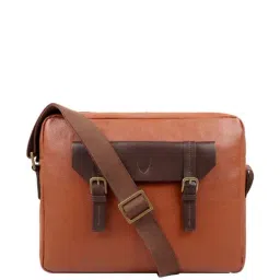 Hidesign Ecom Tan Solid Medium Messenger Bag-image-17