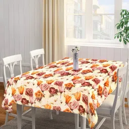 Klotthe Yellow & Orange Cotton 200 GSM 6 Seater Table Cover - Set of 1-21