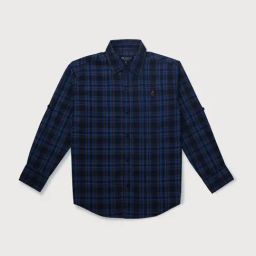 Gini & Jony Kids Navy Checks Full Sleeves Shirt-image-66