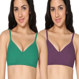 IN CARE Green & Purple Cotton T-Shirt Bras - Pack Of 2-image-104