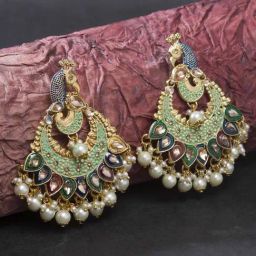 Priyaasi Peacock Multicolored Chand Bali Earrings-image-22