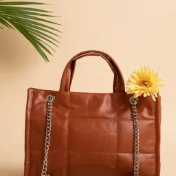 HauteSauce Brown Quilted Medium Handheld Handbag-image-78