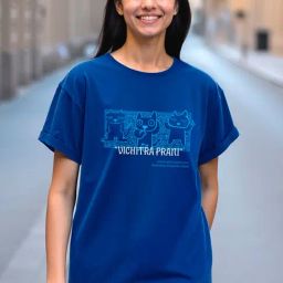 Bewakoof Blue Vichitra Prani Graphic Printed Boyfriend T-shirt-picture-18