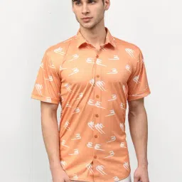 Jainish Peach Cotton Regular Fit Printed Shirt-picture-15