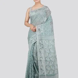 Pinkloom Blue Cotton Woven Saree-image-20