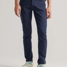 GANT Navy Slim Fit Lightly Washed Jeans-image-43
