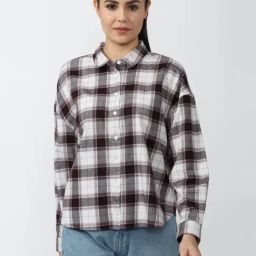Van Heusen Off-White Cotton Chequered Shirt-image-25