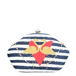 NR by Nidhi Rathi White & Black Fabric Clutch-image-79