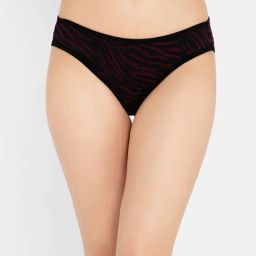 Clovia Maroon Geometric Print Bikini Panty-image-0