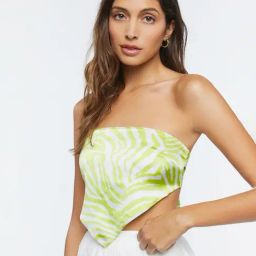 Forever 21 Green & White Printed Tube Top-image-6