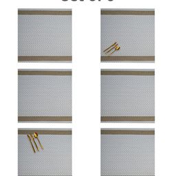 MARKET99 White & Beige 6 Pieces Textured Table Placemats-25