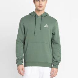 adidas Olive Regular Fit M FEELCOZY Hooded Sweatshirt-image-30