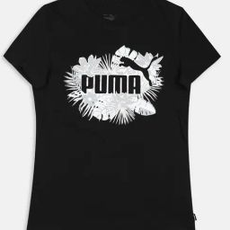 Puma Kids Essential+ FLOWER POWER Black & White Cotton Logo T-Shirt-image-17