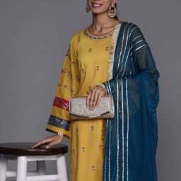 Varanga Ethnic Motifs Embroidered Regular Kurta with Trousers & Dupatta-image-74