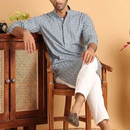 Anouk Men Embroidered Regular Chikankari Kurta with Pyjamas-picture-20