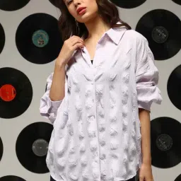 Campus Sutra Purple Regular Fit Textured Shirt-picture-43