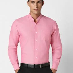 Peter England Pink Slim Fit Self Pattern Shirt-image-38