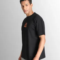 Bene Kleed Black Cotton Loose fit Print T-Shirt-image-34