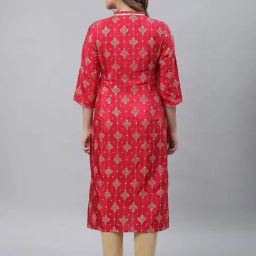 Aurelia Red Regular Fit Printed Kurta image 2