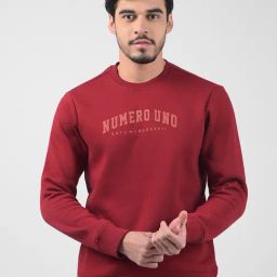 NUMERO UNO Burgundy Regular Fit Pullover Sweatshirt-image-51
