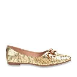 Shoetopia Women's Golden Flat Ballets-picture-3
