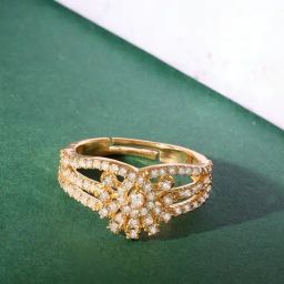 Zaveri Pearls Gold Tone Cubic Zirconia Dazzling Contemporary Ring-ZPFK17539-30
