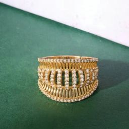 Zaveri Pearls Gold Tone Cubic Zirconia Dazzling Contemporary Ring-ZPFK17542-11
