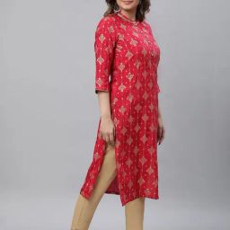 Aurelia Red Regular Fit Printed Kurta image 4