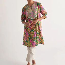 Shivani Bhargava Multicolour Song Of Summer Gardenia Couching Yoke Cape-picture-18