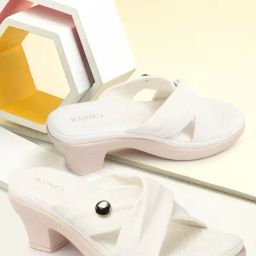 Iconics Women's White Cross Strap Sandals-image-47