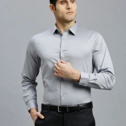 Reid & Taylor Grey Slim fit Solid Shirt-image-97