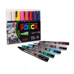 Uni Posca PC-5M 1.8-2.5 mm Medium Tip Multi Color Ink Water Based Paint Marker (Pack of 16 Pcs) image 3