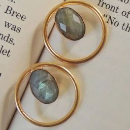 Johori Green & Golden Stud Earrings-44