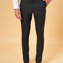 Byford by Pantaloons Black Slim Fit Self Pattern Trousers-picture-35
