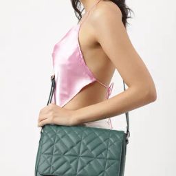 Fastrack Malachite Green Quilted Faux Leather Sling Handbag-image-81