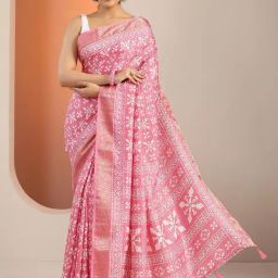 Libas Pink Ethnic Motifs Saree With Unstitched Blouse-picture-2